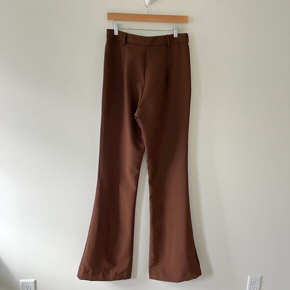 Because of Alice BOA NWT Wide Leg Suit Trouser Pants in Chocolate Brown Large - Picture 6 of 15